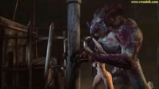 3D pošast naredi dekleta trebuh izboklina